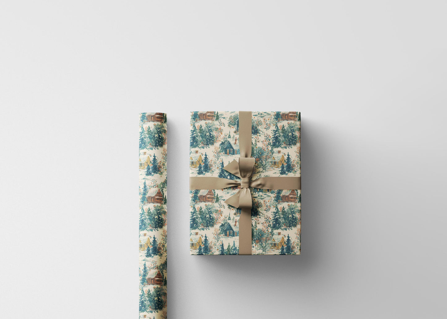 Snowy Town Wrapping Paper Roll, Premium Christmas Village Scene for Holiday Gift Wrapping #16