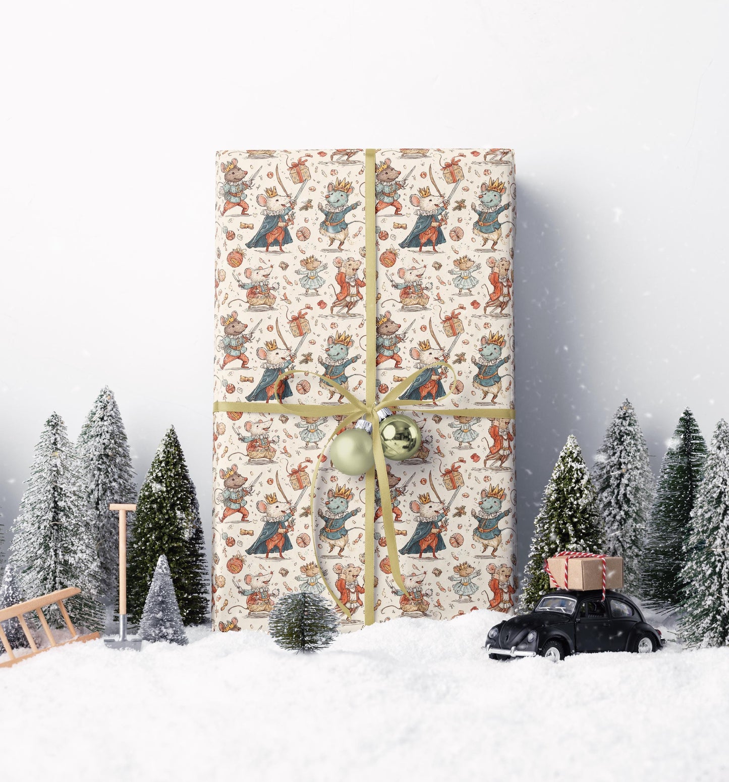 Ballet Nutcracker Wrapping Paper Roll, Elegant Christmas Gift Wrap with Soldiers and Stars #8