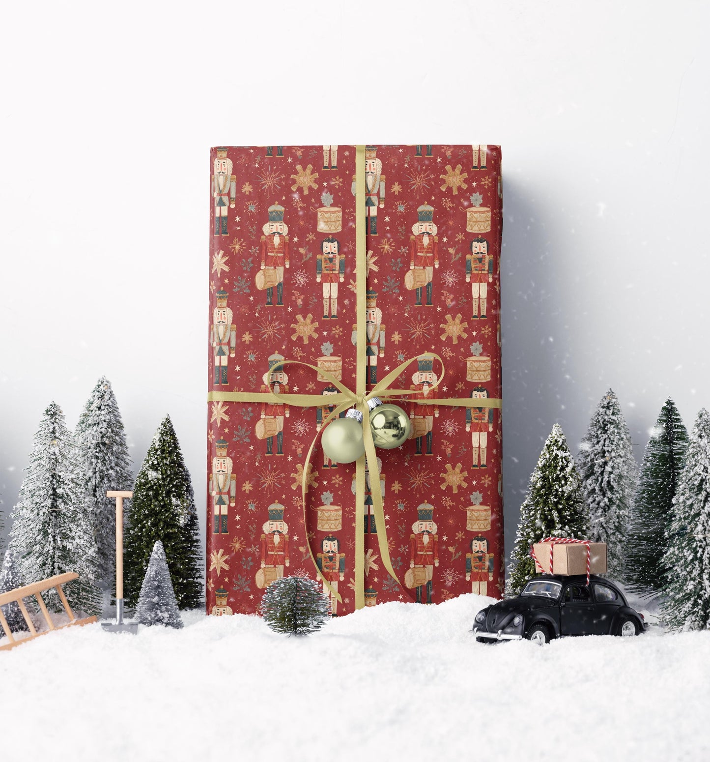 Christmas Gift Wrap Roll with Nutcracker Soldiers, Holiday Wrapping Paper for Ballet Lovers #6