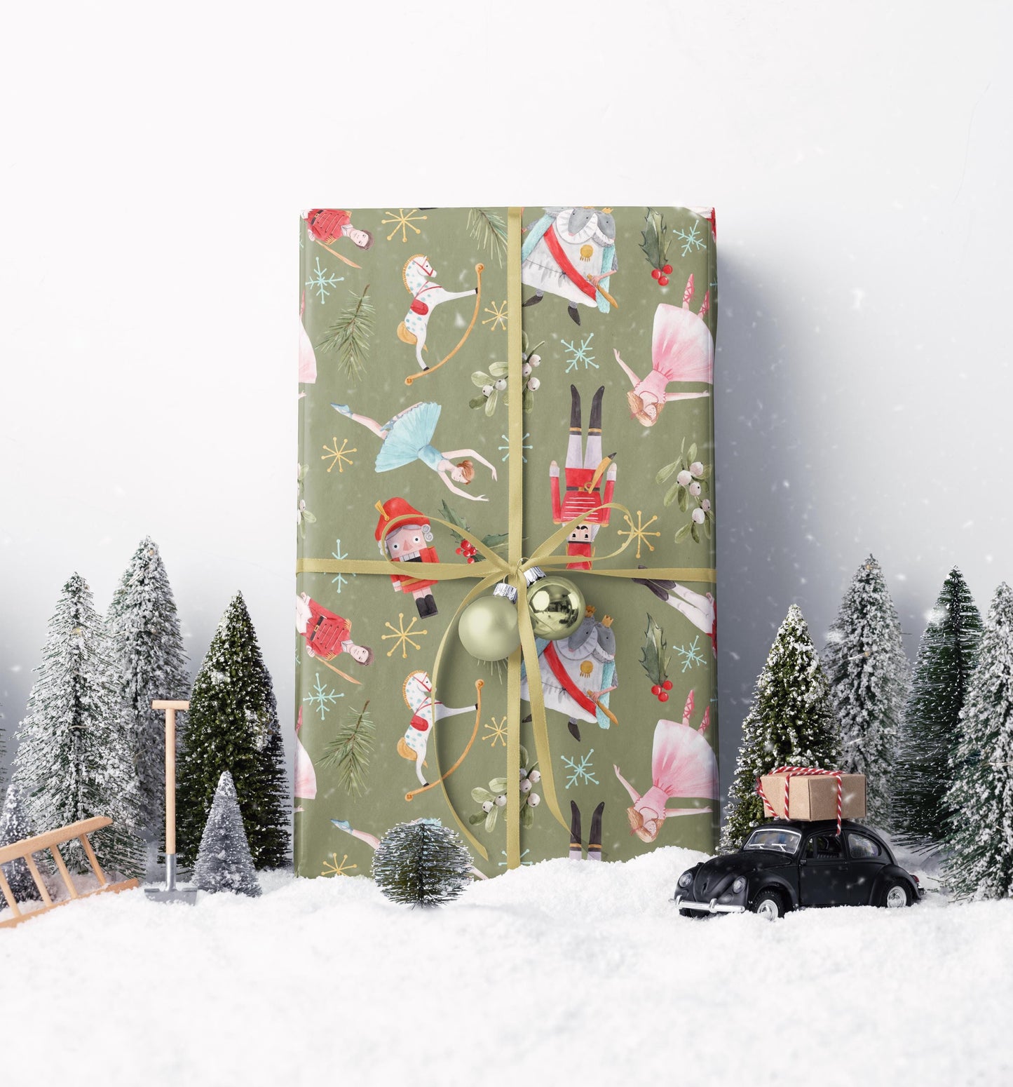 Christmas Wrapping Paper Roll with Nutcracker Print, Holiday Gift Wrap for Ballet and Winter Season Gifting #2