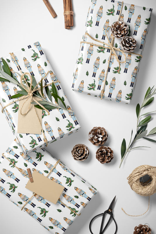 Nutcracker Christmas Wrapping Paper Roll, Classic Ballet Holiday Gift Wrap with Festive Toy Soldier Design #1