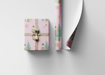Premium Nutcracker Wrapping Paper Roll, Holiday Gift Wrap with Toy Soldier and Festive Ornaments #3