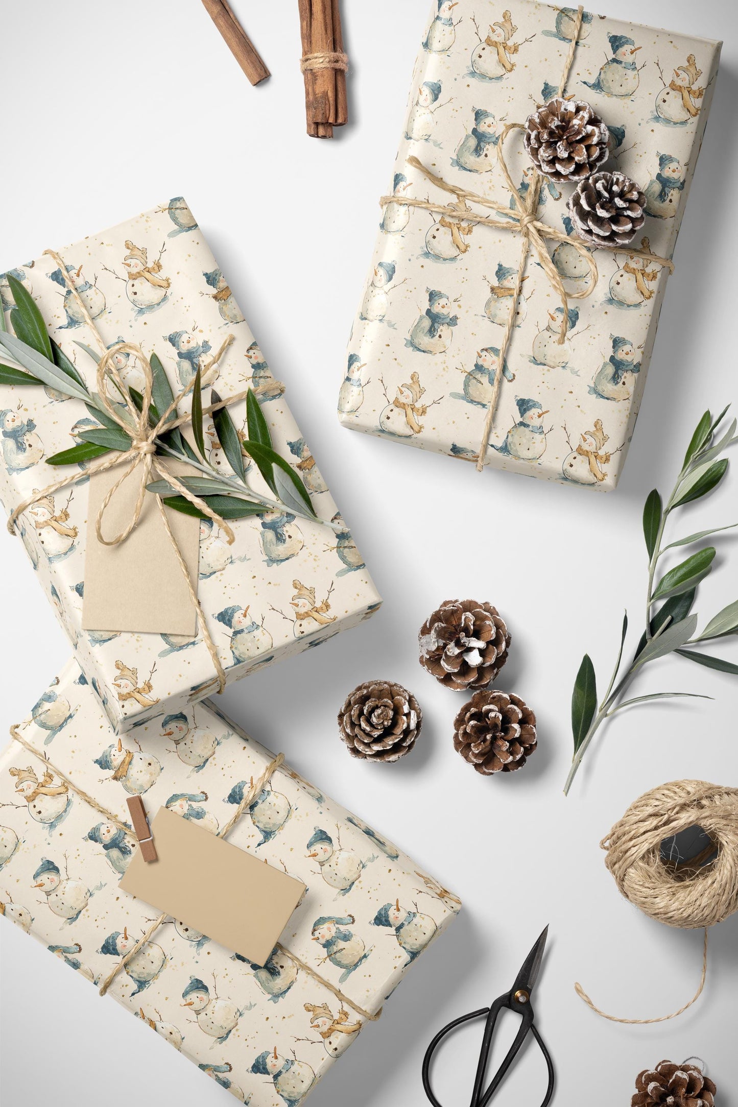 Christmas Gift Wrap Roll with Snowman Design, Winter Wrapping Paper for Kids and Holiday Gifts #3