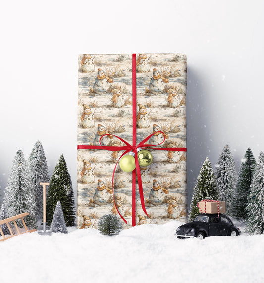 Cute Snowman Holiday Wrapping Paper Roll, Christmas Gift Wrap for Kids and Winter Birthdays #8