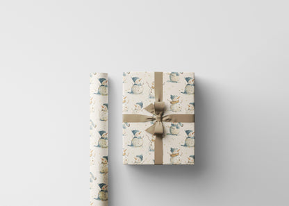Christmas Gift Wrap Roll with Snowman Design, Winter Wrapping Paper for Kids and Holiday Gifts #3