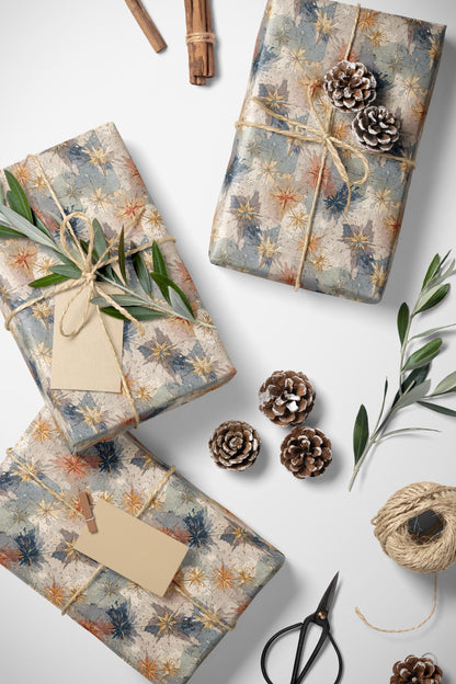 Celestial Star Christmas Wrapping Paper Roll, Watercolor Holiday Gift Wrap for Winter Packaging #6