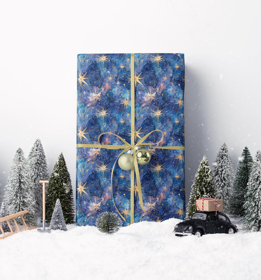 Holiday Gift Wrap Roll with Watercolor Stars, Christmas Wrapping Paper for Celestial Winte-a967-4ad3-b093-780c7052a5fd_2_wrapping_paper_fill