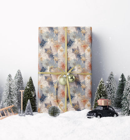 Celestial Star Christmas Wrapping Paper Roll, Watercolor Holiday Gift Wrap for Winter Packaging #6