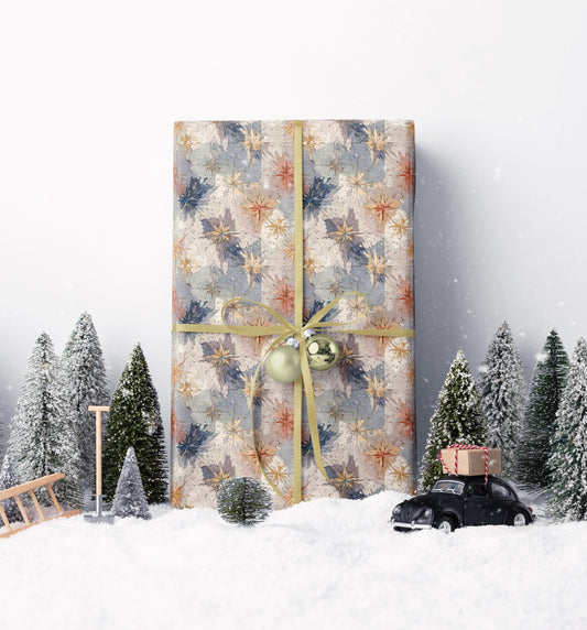 Celestial Star Christmas Wrapping Paper Roll, Watercolor Holiday Gift Wrap for Winter Packaging #6