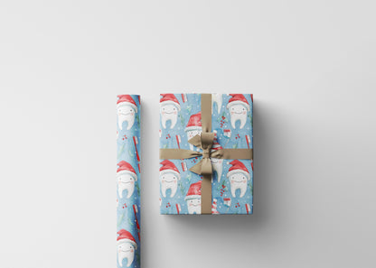Dentist Appreciation Gift Wrap, Dental Pattern Paper, Unique Tooth Design Christmas Fun Gift Wrap for Dental Office Dentist and Hygienists