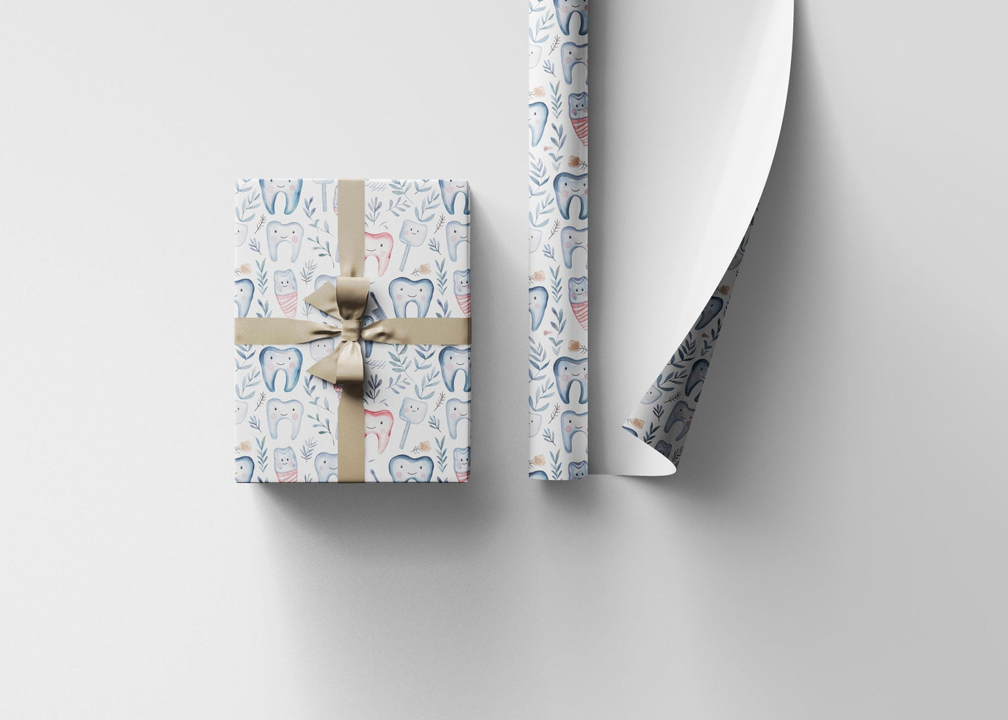 Elegant Dentist Wrapping Paper, Minimal Tooth Gift Wrap Fun Gift Wrap for Dental Office Dentist and Hygienists