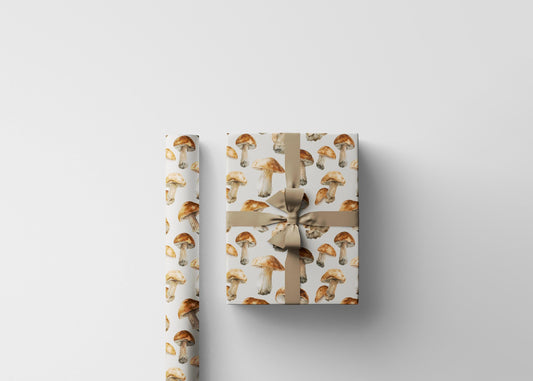 Vintage Mushroom Wrapping Paper for Gift Giving | Botanical Forest Fungi Wrap Sheets | Eco Friendly Paper for Birthdays