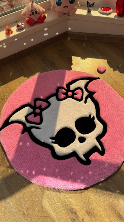 Draculaura Skull Tufted Rug – Soft 3D Handmade Rug, Cute Carpet, Kawaii Girl Room Decor, Unique Gift for Her or Bedroom Mat