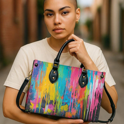 Canvas Riot Purse | Tote Handbag | Top-Grain Leather Handbag | Vegan Leather |  Urban Shoulder Bag | Custom Tote Bag