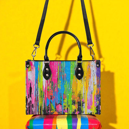 Canvas Riot Purse | Tote Handbag | Top-Grain Leather Handbag | Vegan Leather |  Urban Shoulder Bag | Custom Tote Bag