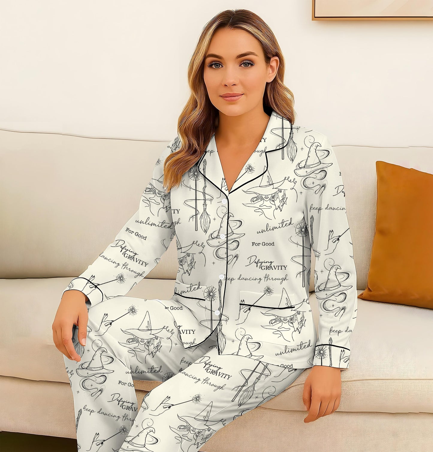 Halloween Witch Pajamas Set, Defying Gravity Sleepwear, Wizard Musical Movie Homewear, Changed For Good Shirt, Spooky Season Gift