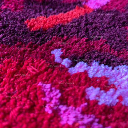 Red Hibiscus Flower Flocking Rug Floral bath mat Bath Mat Non-slip Absorbent Microfiber