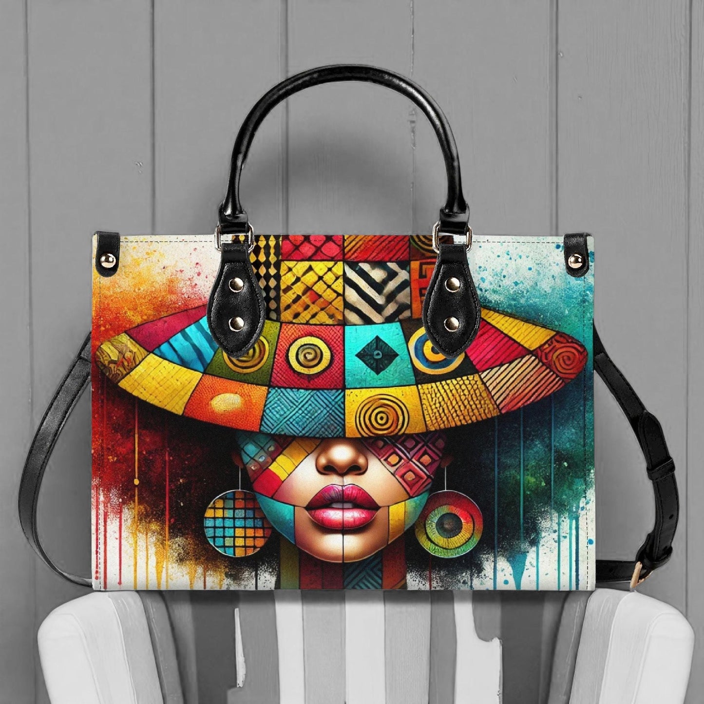 AfroNova Tote| Tote Handbag | Top-Grain Leather Handbag | Vegan Leather | Afro-Centric Bag | Custom Tote Bag | Urban Shoulder Bag