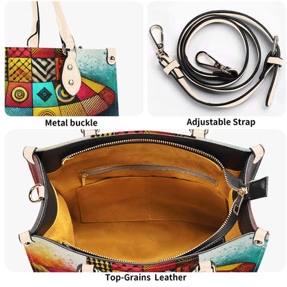 AfroNova Tote| Tote Handbag | Top-Grain Leather Handbag | Vegan Leather | Afro-Centric Bag | Custom Tote Bag | Urban Shoulder Bag