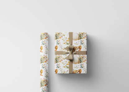 Goose and Wildflower Wrapping Paper for Spring Birthday Gifts | Rustic Farm Animal Gift Wrap for Kids, Gardeners, Plant Moms & Nature Lovers