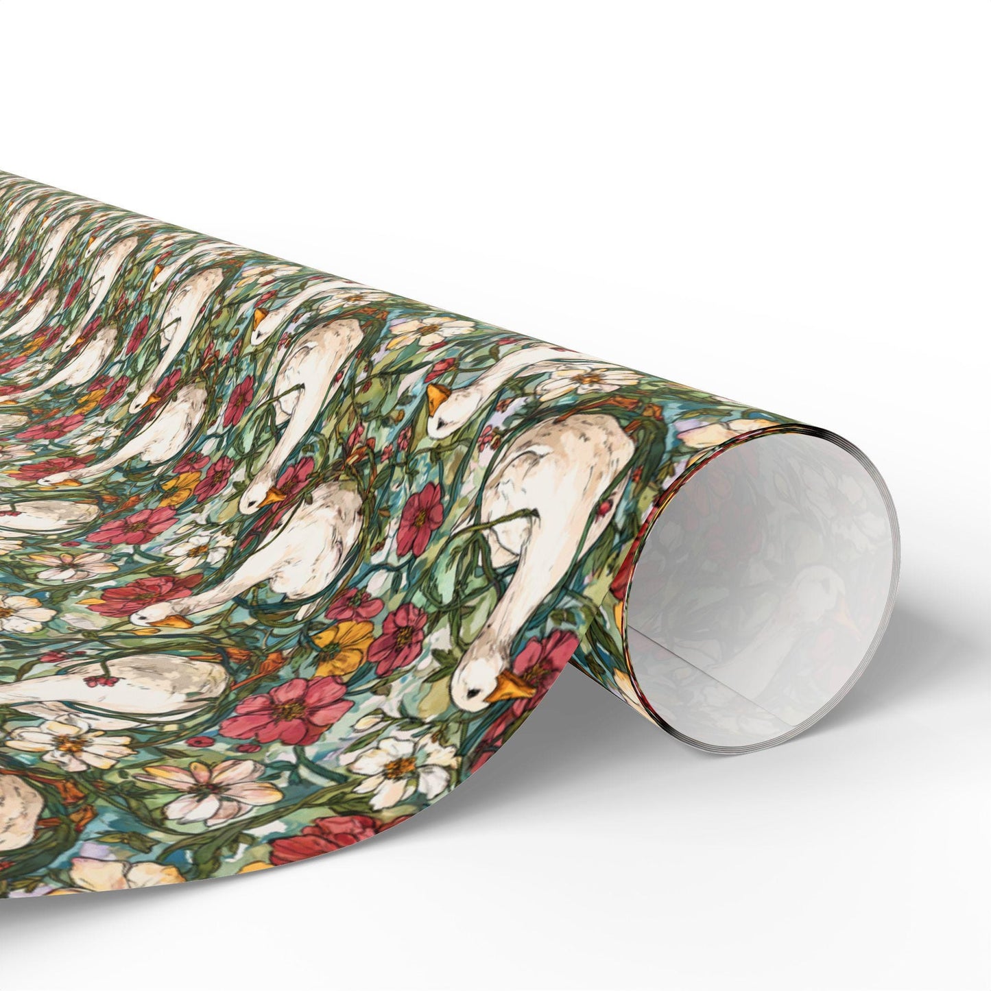 Rustic Goose and Wildflower Wrapping Paper for Mom or Grandma Birthday | Whimsical Farmhouse Baby Shower Gift Wrap for Florals Plant lovers