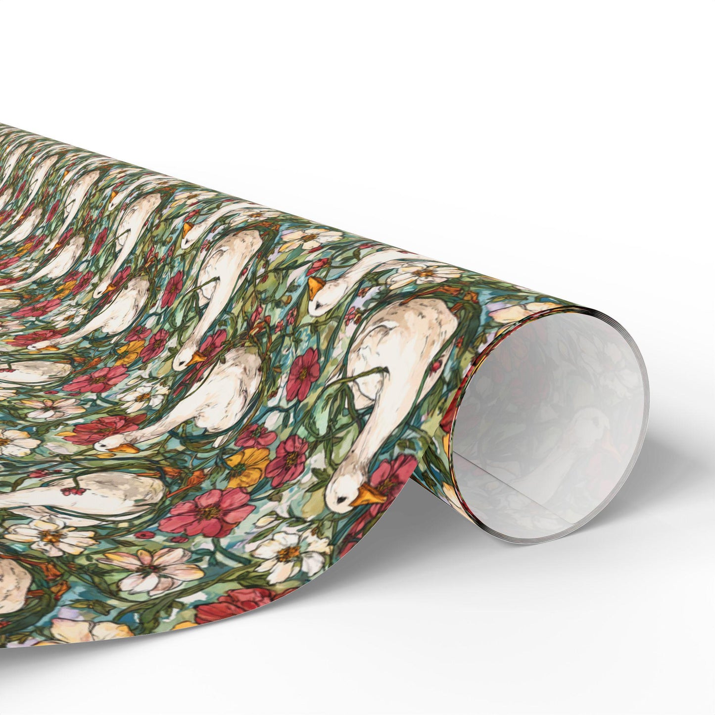 Rustic Goose and Wildflower Wrapping Paper for Mom or Grandma Birthday | Whimsical Farmhouse Baby Shower Gift Wrap for Florals Plant lovers