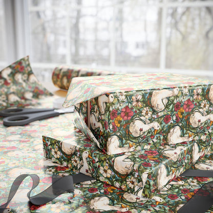 Rustic Goose and Wildflower Wrapping Paper for Mom or Grandma Birthday | Whimsical Farmhouse Baby Shower Gift Wrap for Florals Plant lovers