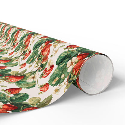 Strawberry Wrapping Paper for Baby Girl Shower Gifts | Sweet Berry Gift Wrap Sheets for Moms | Cute Party Packaging