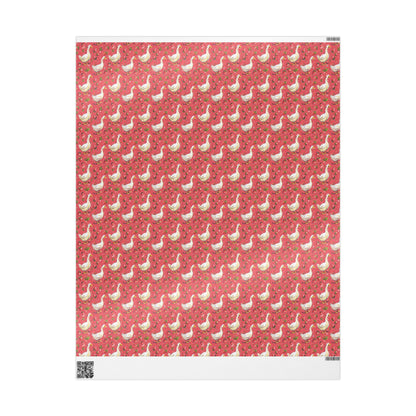 Strawberry Gooses Wrapping Paper for Little Girl Birthday | Adorable Berry Gift Wrap Sheets | Sweet Fruit Party Decor