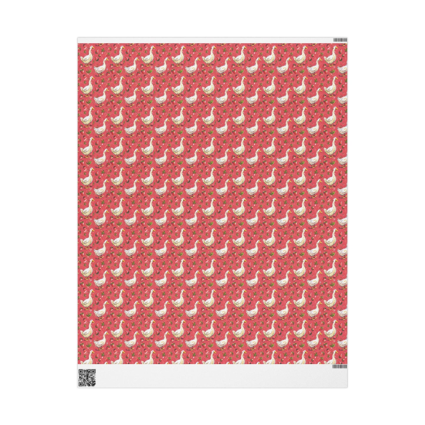 Strawberry Gooses Wrapping Paper for Little Girl Birthday | Adorable Berry Gift Wrap Sheets | Sweet Fruit Party Decor