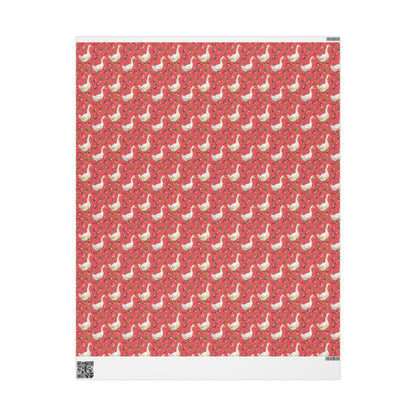 Strawberry Gooses Wrapping Paper for Little Girl Birthday | Adorable Berry Gift Wrap Sheets | Sweet Fruit Party Decor