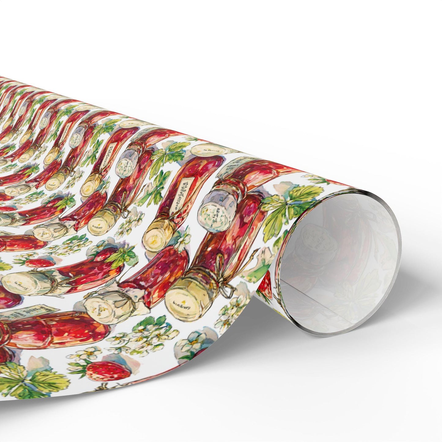 Vintage Strawberry Jam Gift Wrap for Grandmas Moms Birthday | Farmhouse Wrapping Paper for Homemade Gifts & Kitchen Lovers