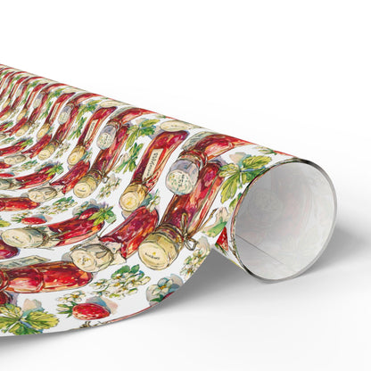 Vintage Strawberry Jam Gift Wrap for Grandmas Moms Birthday | Farmhouse Wrapping Paper for Homemade Gifts & Kitchen Lovers