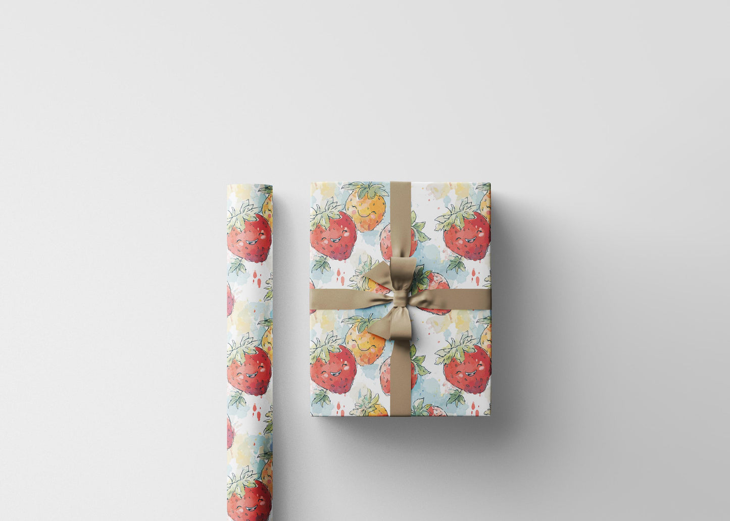 Cute Strawberry Gift Wrap for Kids' Birthday Presents | Fruit Themed Wrapping Paper for Girls | Fun Summer Party Decor