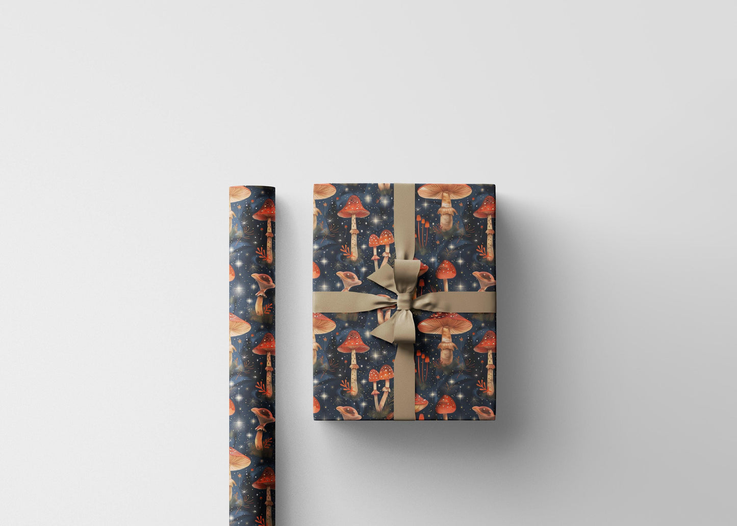 Whimsical Forest Mushroom Gift Wrapping Paper | Nature Inspired Toadstool Wrap Sheets | Dark Academia Packaging for All Occasions