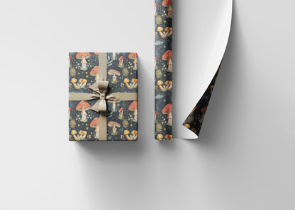 Forest Mushroom Gift Wrapping Paper | Nature Inspired Toadstool Wrap Sheets | Cute Botanical Birthday Packaging for All Occasions