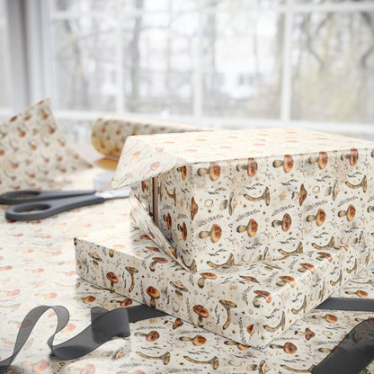 Rustic Mushroom Wrapping Paper Set | Whimsical Forest Fungi Gift Wrap for Nature Inspired Birthdays and Special Occasions