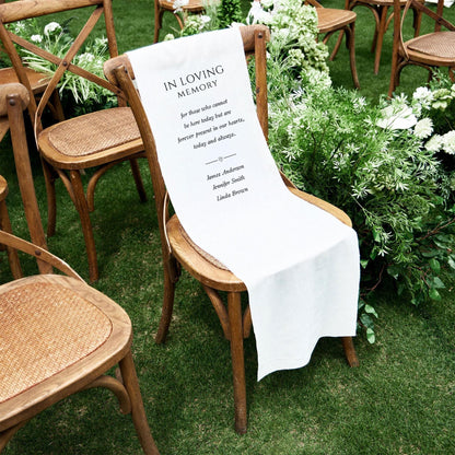 Loving Memory Wedding Sign, Personalized White Chair Banner, In Memory of Loved Ones, Wedding Aisle Sign, Remembrance Ceremony Decor