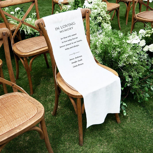 Loving Memory Wedding Sign, Personalized White Chair Banner, In Memory of Loved Ones, Wedding Aisle Sign, Remembrance Ceremony Decor