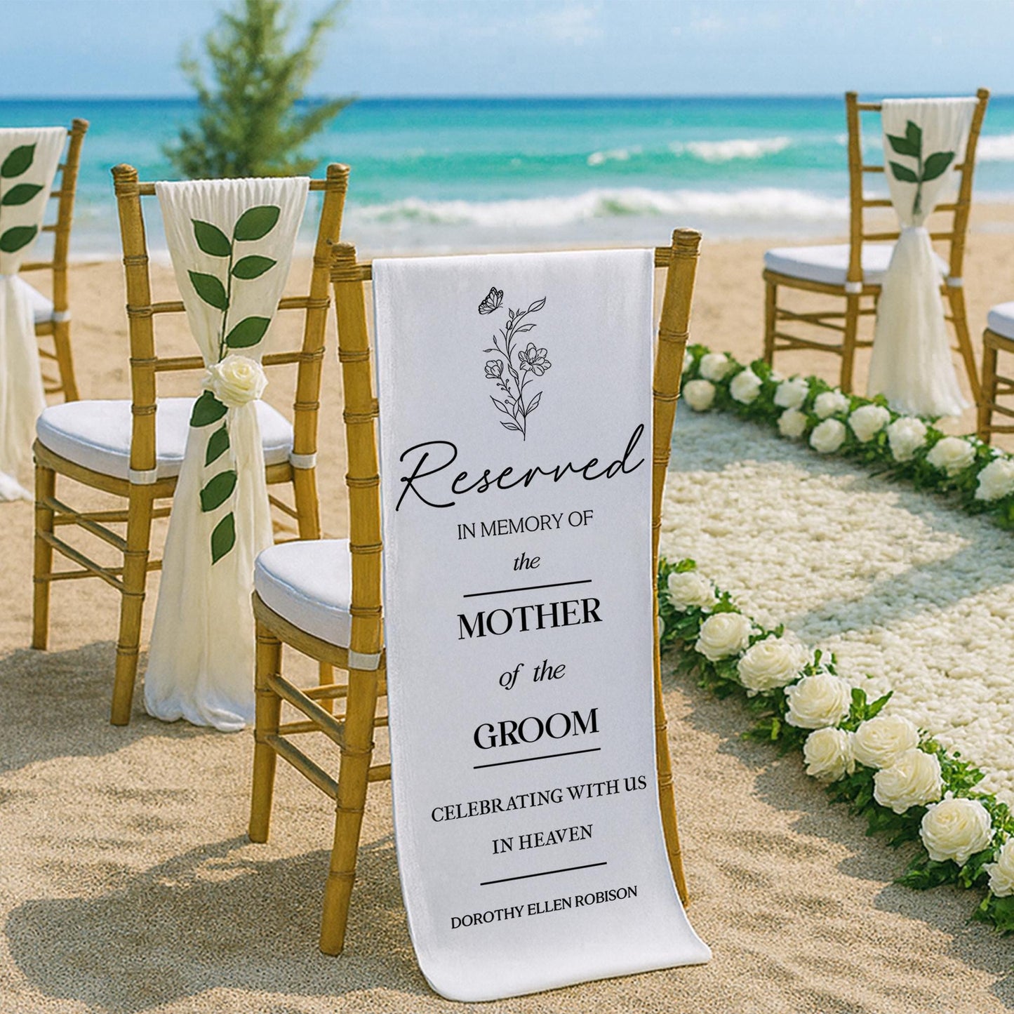 Reserved Wedding Chair Sign – Memorial Chair Banner, In Memory of Mother of the Groom, Wedding Remembrance Decor, Personalized Wedding Decor
