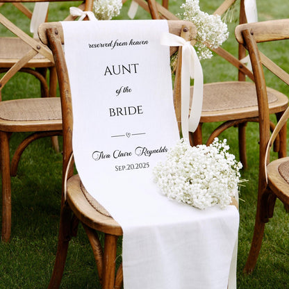 Custom Wedding Memorial Chair Banner – In Loving Memory Fabric Sign with Names Personalized Signage for Ceremony or Reception Wedding Gift