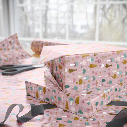 Cute Mushroom Gift Wrap Sheets | Colorful Forest Fungi Wrapping Paper for Christmas Holidays & Nature Themed Occasions