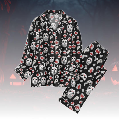 Jason Voorhees Pajamas Set, Horror Movie Sleepwear, Friday The 13th Matching PJs, Scary Slasher Villain Pajama For Fan, Halloween Pjs