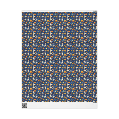 Vintage Goose Halloween Wrapping Paper for Cozy Fall Gifting | Rustic Farmhouse Gift Wrap for Autumn Celebrations