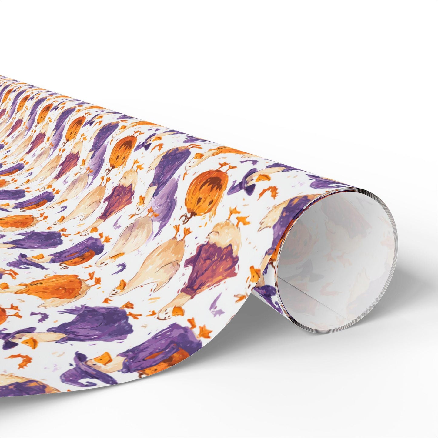 Goose and Pumpkin Halloween Wrapping Paper for October Gifts | Funny Spooky Goose Fall Farm Animal Wrap for Party Treats