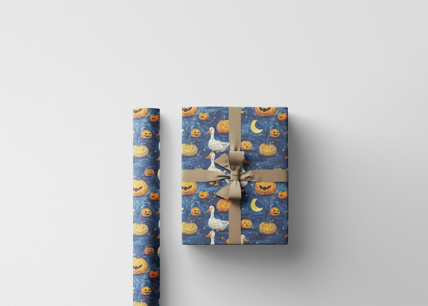 Vintage Goose Halloween Wrapping Paper for Cozy Fall Gifting | Rustic Farmhouse Gift Wrap for Autumn Celebrations