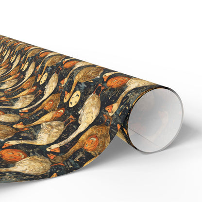 Halloween Goose Wrapping Paper for Autumn Birthdays | Rustic Fall Themed Gift Wrap for Kids, Friends & Family