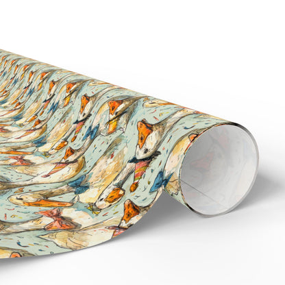 Goose Themed Birthday Wrapping Paper for Teen Girls | Cute Farmhouse Gift Wrap with Floral and Animal Designs