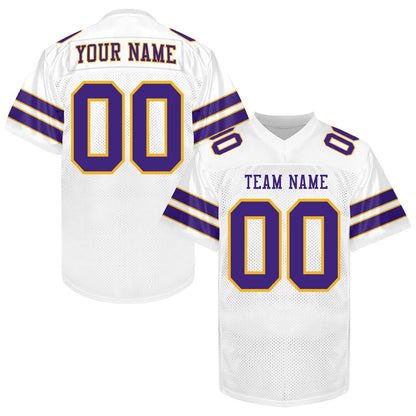 Custom Black Football Jersey Name Number Logo, Black White Gold Football Uniform Men Women Youth Kid, Game Day Sports Jersey Uniforms