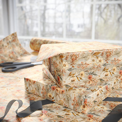 Vintage Wildflower Wrapping Paper for Aunt Birthday | Classic Botanical Gift Wrap for Elegant Present Packaging